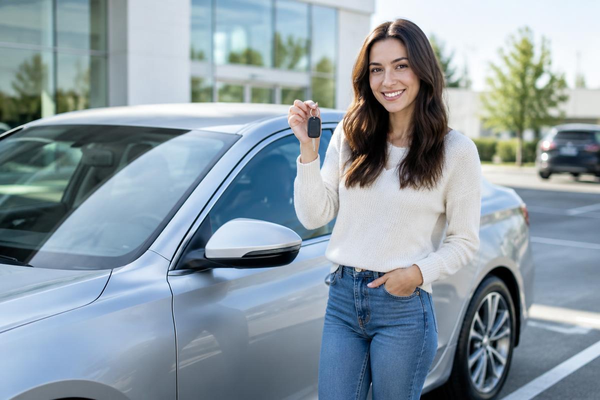 Driver with new car